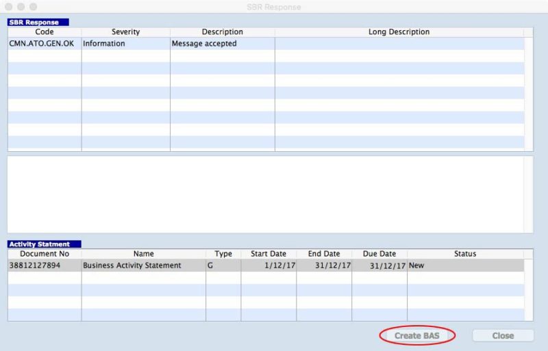 Standard Business Reporting SBR and BAS within SapphireOne